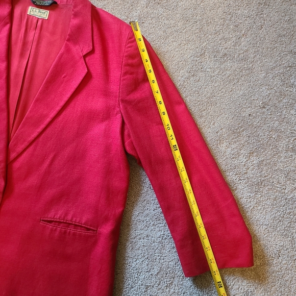 LL Bean Vintage Women's Blazer Size 20 Petite Linen Cotton Blend Red Long Sleeve - Picture 9 of 10